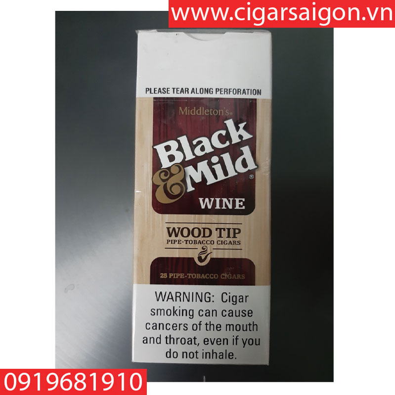 Cigar Black mild-USA wine box 25 sticks wood tip( xì gà sữa black mild wine hộp 25 điếu)