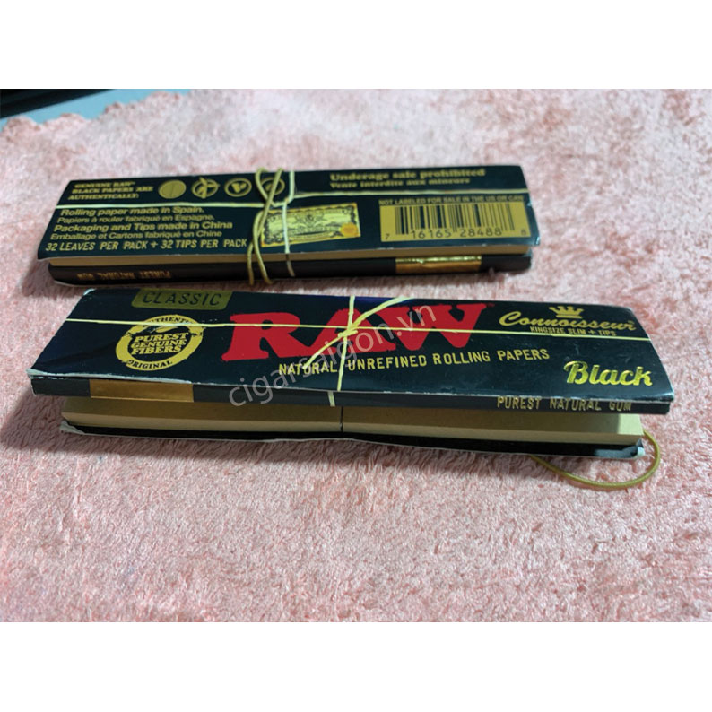 Giấy cuốn thuốc lá Raw Classic Kingsize + Tips, raw 110mm có lọc, raw 110mm tips, raw dài 110mm, raw 110mm filter đen